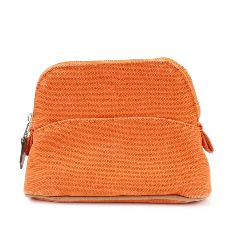Hermes Bolide Mini 16 Canvas Cosmetic Pouch Orange